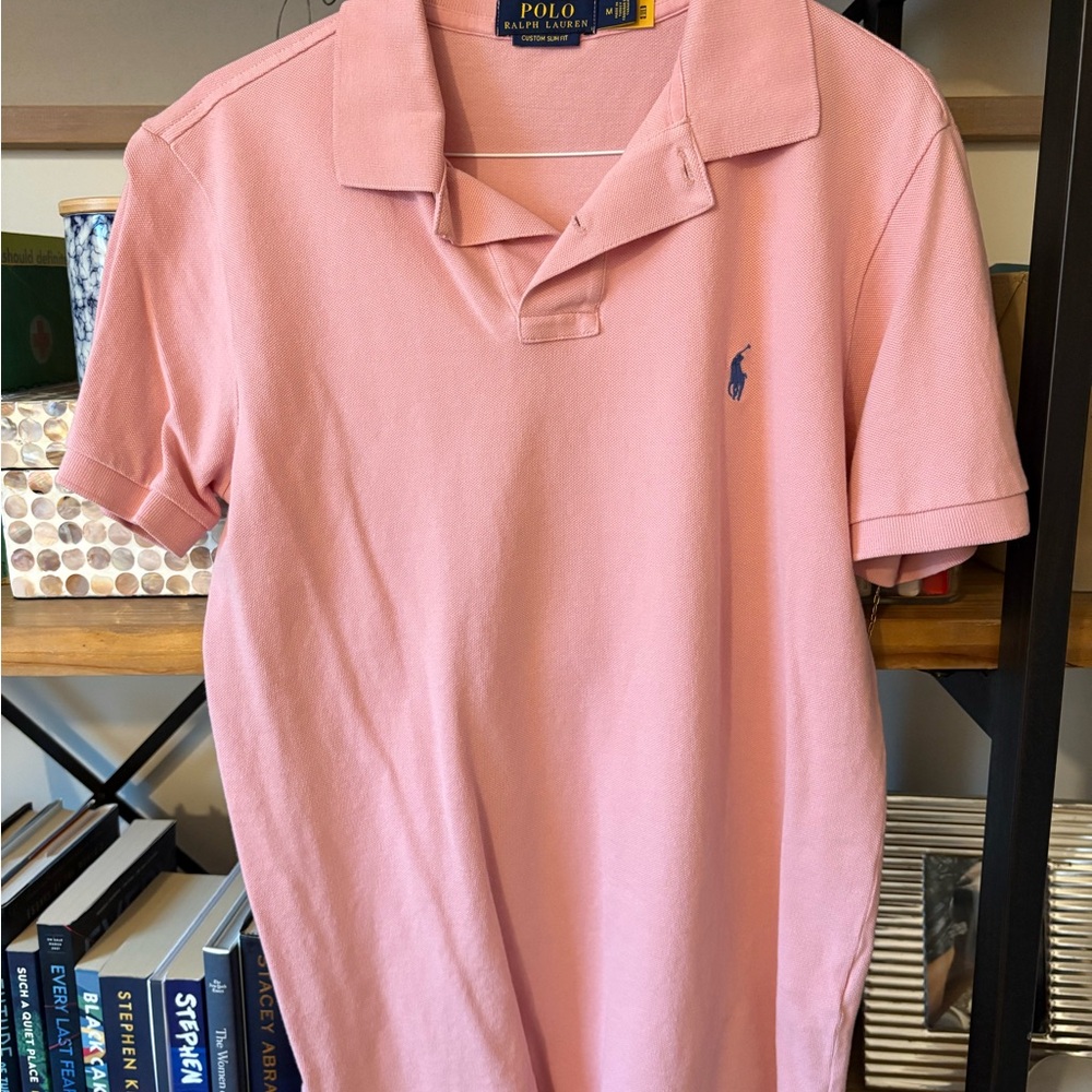 Ralph Lauren Pink Polo Shirt with Blue Logo